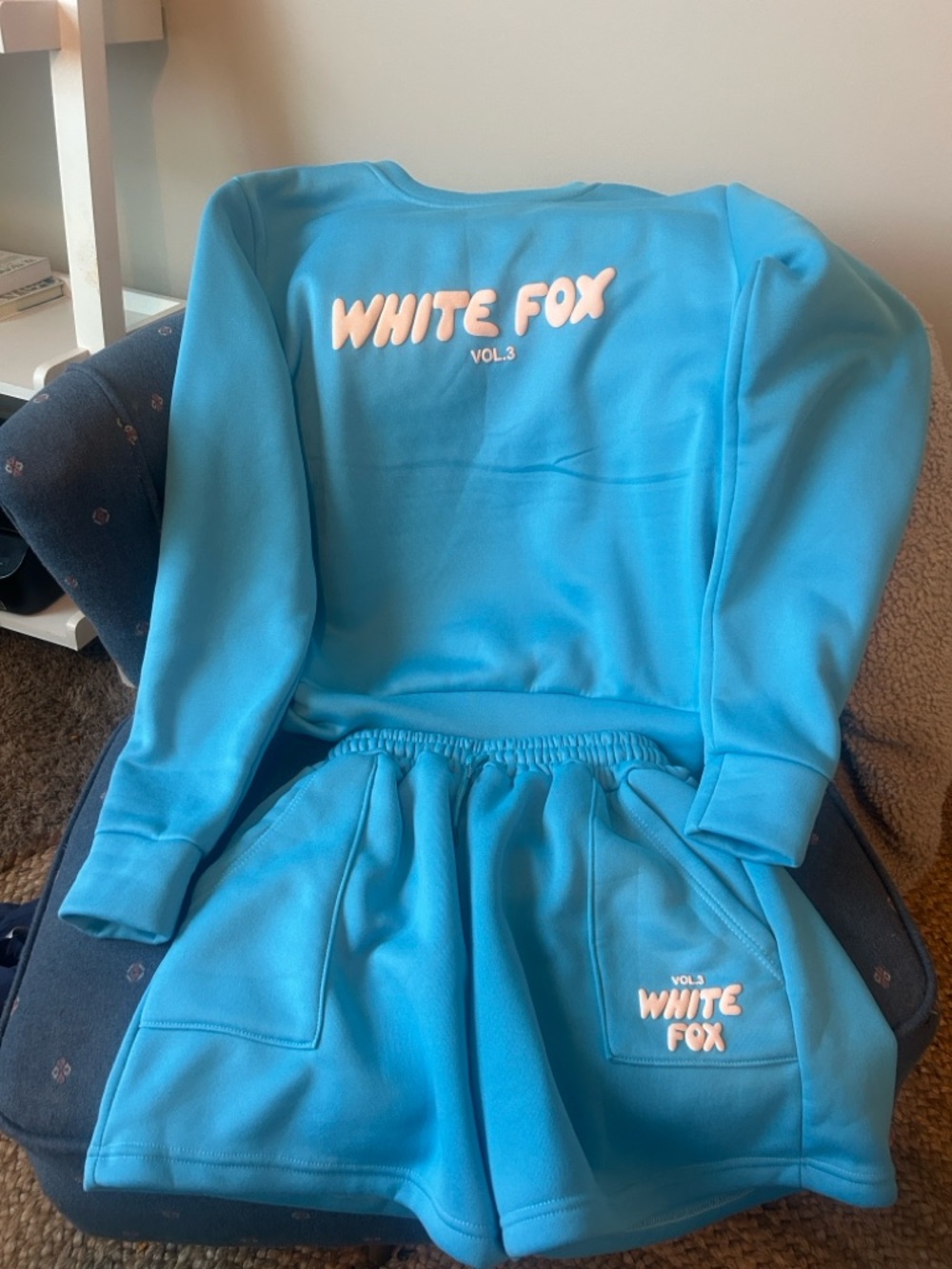 Blue sweatshirt and short set